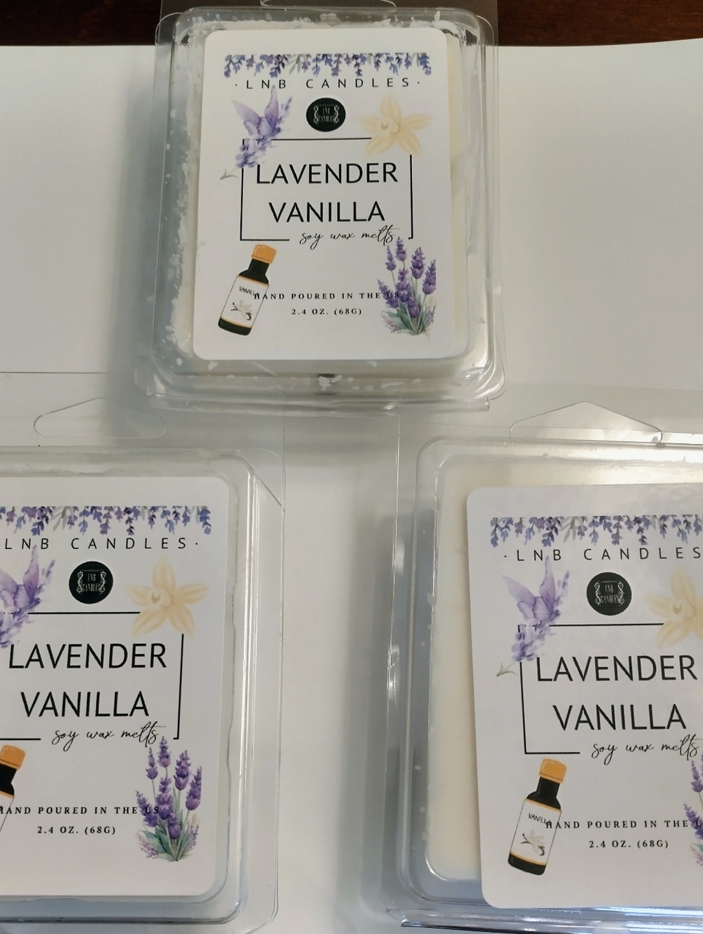 Lavender Vanilla Soy Wax Melts - Lavender/White  3 Packages